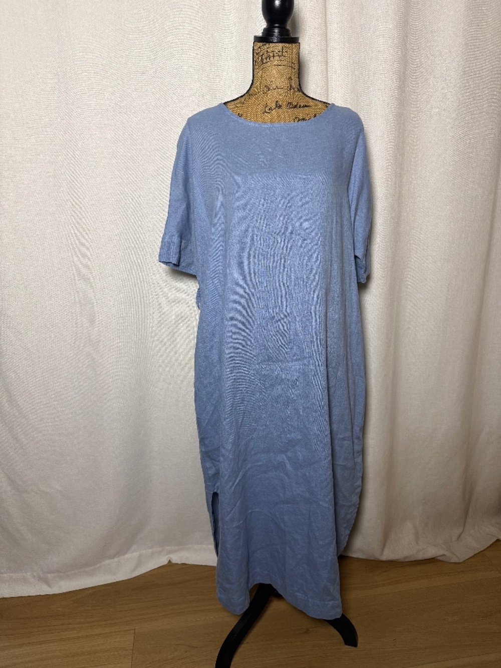 Sky Blue 100% Linen Dress